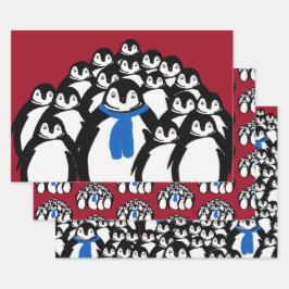 Papel envuelto de familia pingüino sobre Navidades