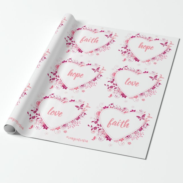 Papel envuelto de fe, esperanza y amor (Desenrollado)