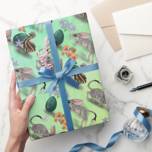 Papel envuelto de flores de Semana Santa y Bilby a (Regalar)