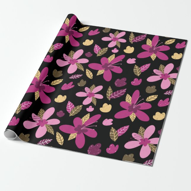 Papel envuelto de las flores de romance al atardec (Desenrollado)