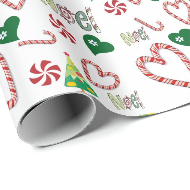 Papel envuelto de latas de caña de Noel Blanco nav (Esquina del rollo)
