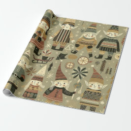 Papel envuelto de los elfos navidades