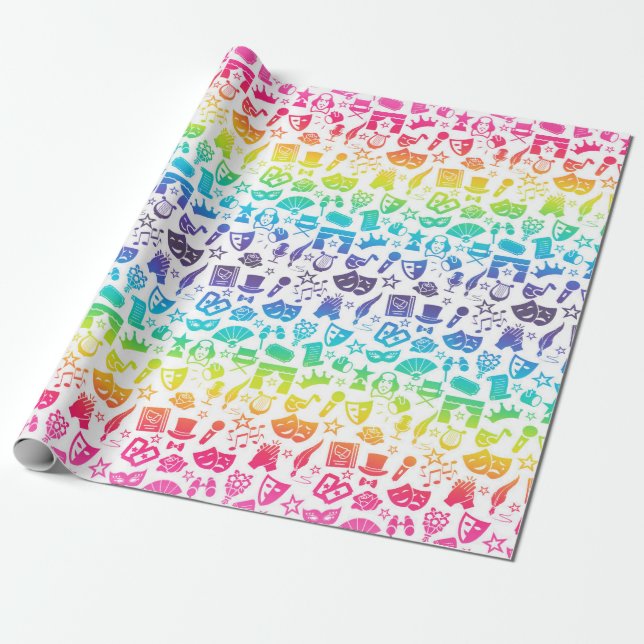 Papel envuelto de los iconos de los amantes del te (Desenrollado)