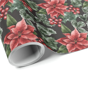 Papel envuelto de los Navidades de la Poinsettia R