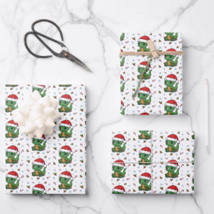 Papel envuelto de los Navidades de los dinosaurios