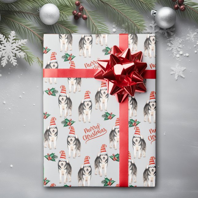 Papel envuelto de los Navidades Husky siberianos d (Subido por el creador)