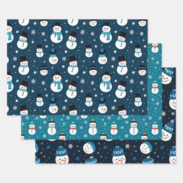 Papel envuelto de los navidades Snowman (Set)