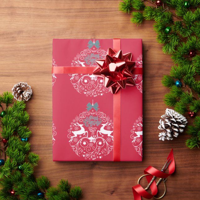 Papel envuelto de los ornamentos de Navidad para r (Regalo de vacaciones)
