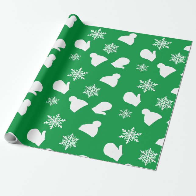 Papel envuelto de Mittens y Navidades Gorras (Desenrollado)