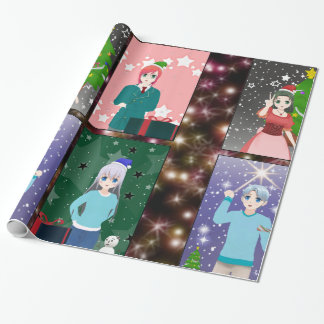 Papel envuelto de Navidades con temática de anime
