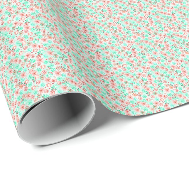 Papel envuelto de Navidades de candía de menta (Esquina del rollo)