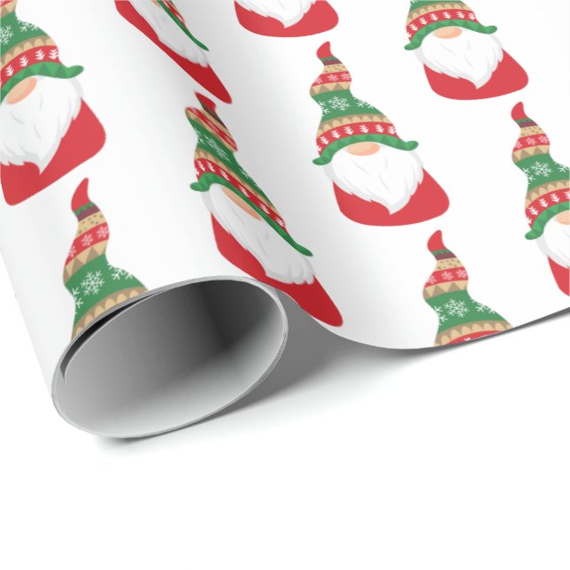 Papel envuelto de Navidades de gnomos festivos (Esquina del rollo)