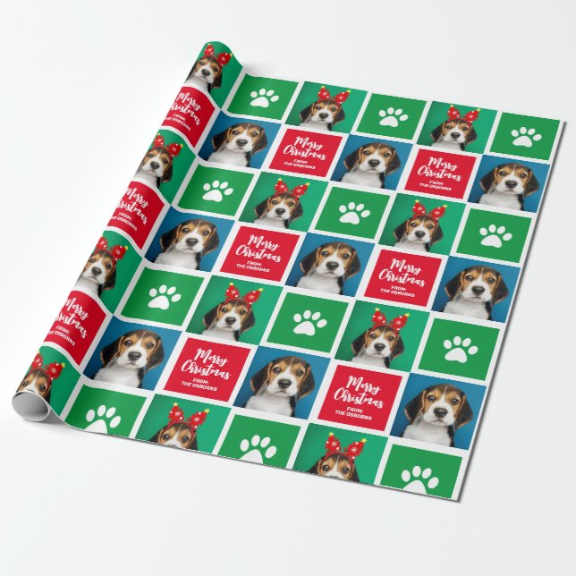 Papel envuelto de Navidades de perros personalizad (Desenrollado)
