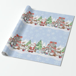 Papel envuelto de Navidades de renos de Santa Snow