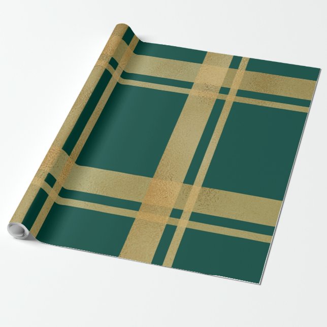 Papel envuelto de Navidades dorados y verdes (Desenrollado)