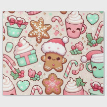 Papel envuelto de Navidades kawaii | Pan de jengib