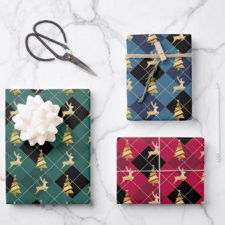 Papel envuelto de navidades "Reno y Árbol de oro"