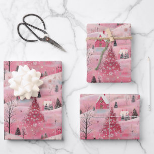 Papel envuelto de Navidades rosados de época