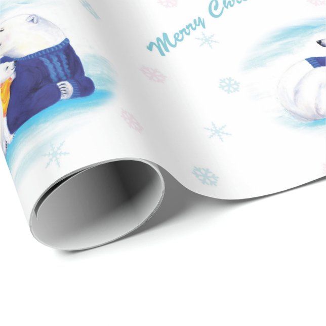 Papel envuelto de osos polares para Navidades (Esquina del rollo)