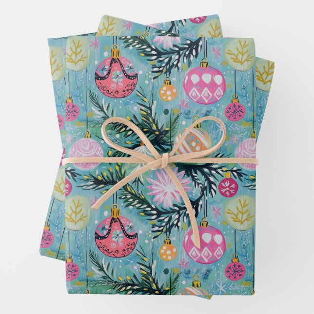 Papel envuelto de pueblo navideño vintage (In situ)