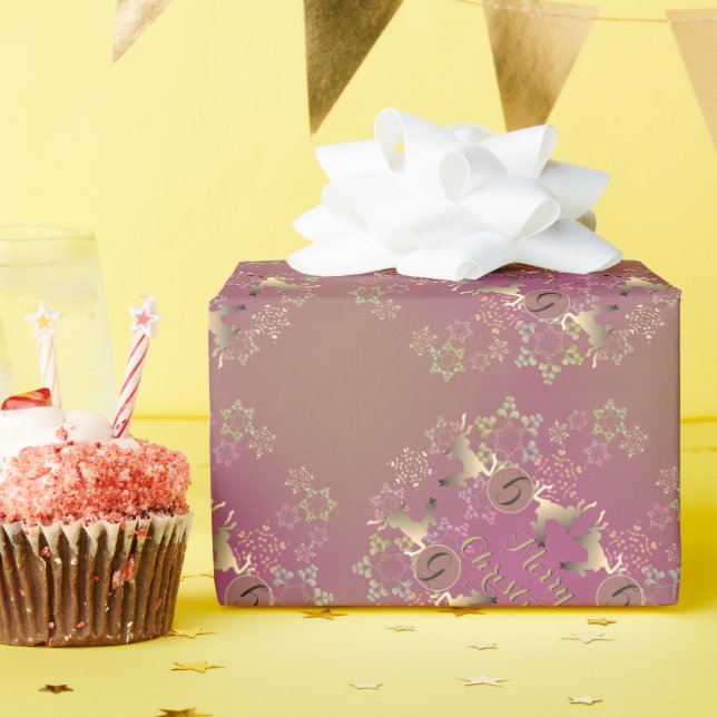 Papel envuelto de renos y copos de nieve para navi (Fiesta de cumpleaños )