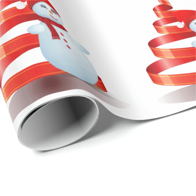 Papel envuelto de Snowman Matte navidades (Esquina del rollo)