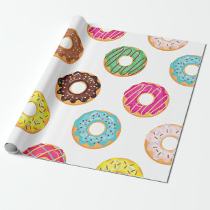 Papel envuelto= donuts coloridos - Cumpleaños