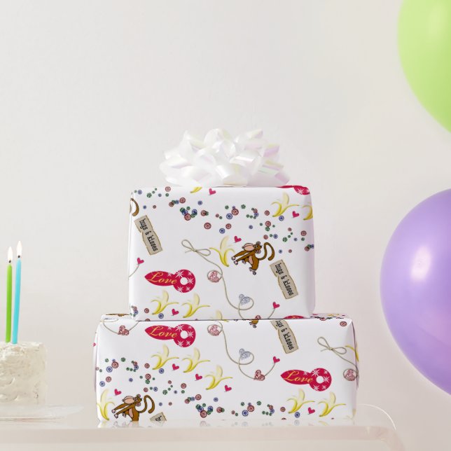 Papel envuelto el día de San Valentín Monkey Banan (Regalos de fiesta)