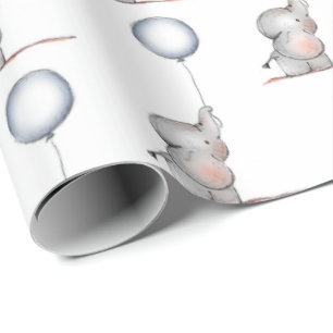 Papel envuelto - Elefantes bebés con globos
