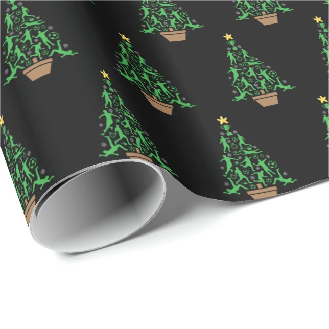 Papel envuelto en árbol de navidad de fútbol mascu (Esquina del rollo)