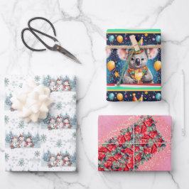 Papel envuelto en un conjunto de tres hojas