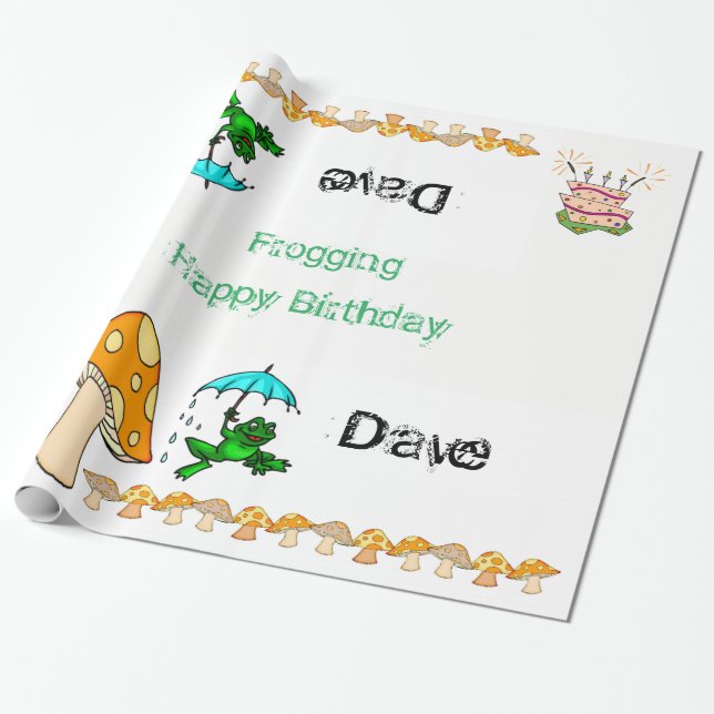 Papel envuelto Frotando champiñón Feliz cumpleaños (Desenrollado)