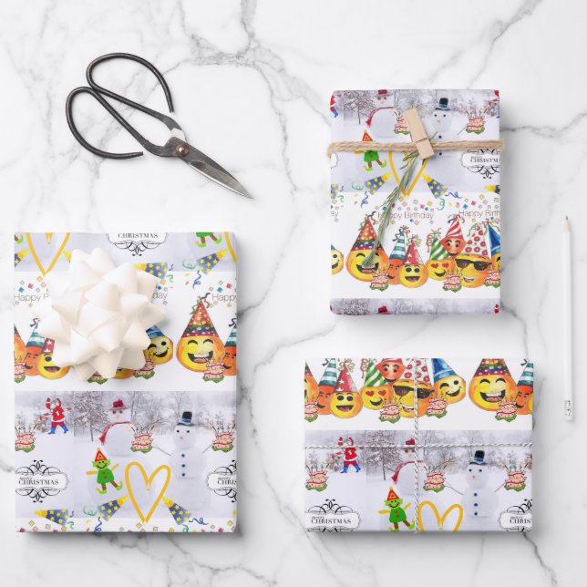 Papel envuelto hojas de papel Feliz cumpleaños de  (Anverso)