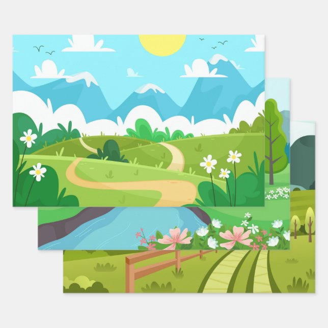 Papel envuelto inspirado en paisajes naturales (Set)