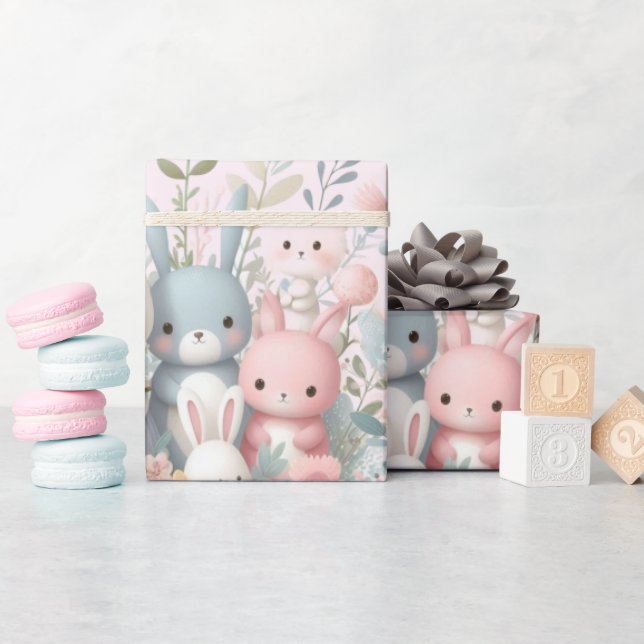 Papel envuelto para animales de bosque rosado de B (Baby Shower)