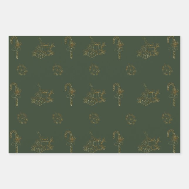 Papel envuelto para Navidad Feliz Conjunto de 3 ho (Anverso)