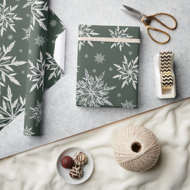 Papel envuelto para Navidades de copo de nieve ver (Artesanía)