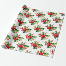 Papel envuelto para Navidades de Holly y Berries