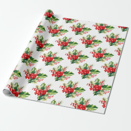 Papel envuelto para Navidades de Holly y Berries
