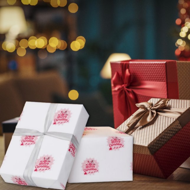 Papel envuelto para Navidades de manala roja y bla (Red and White Mandala Christmas Wrapping Paper; is a great way to show your holiday spirit.)