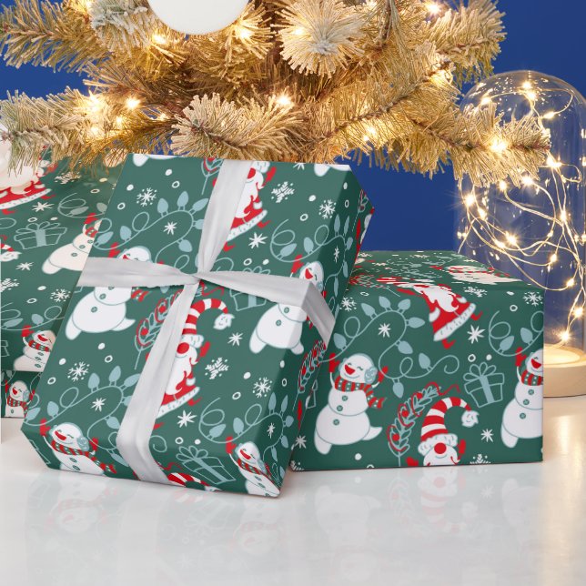 Papel envuelto para navidades de Santa Snowman (Vacaciones)