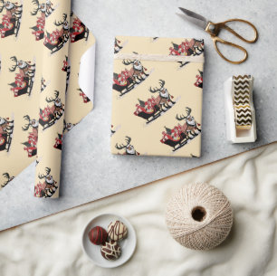 Papel envuelto para Navidades de Sleigh de Retro S