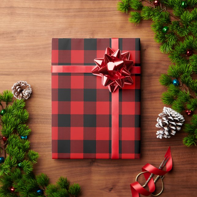 Papel envuelto para Navidades de Tartán Rojo (Regalo de vacaciones)