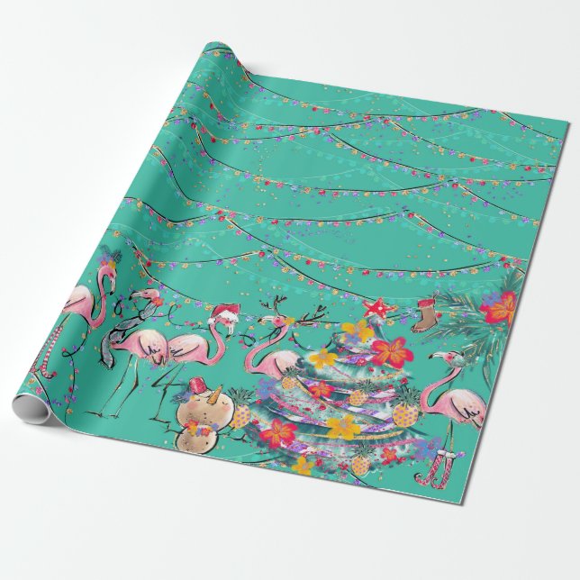 Papel envuelto para Navidades de vacaciones tropic (Desenrollado)