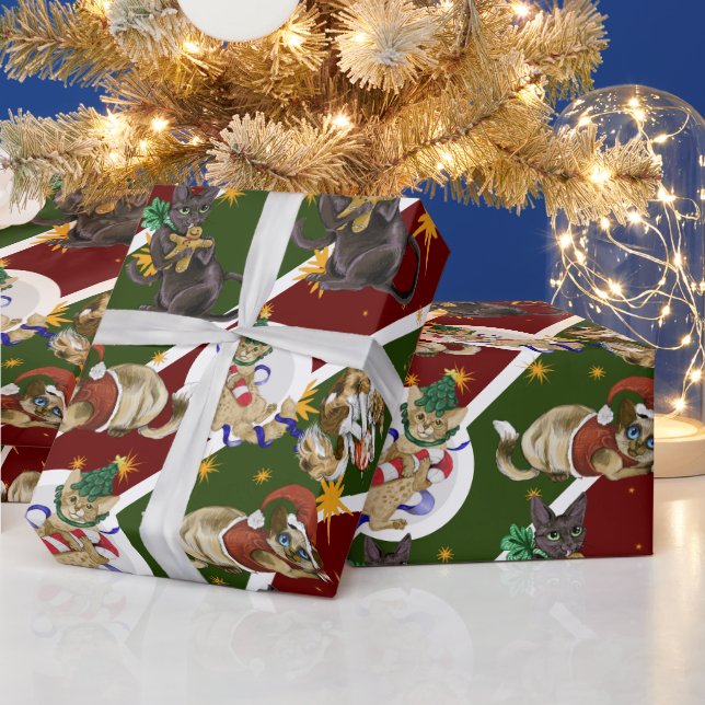 Papel envuelto para Navidades gatos gatos gatitos (Vacaciones)