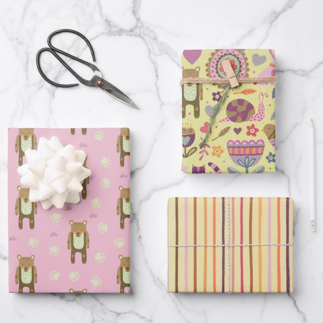 Papel envuelto para oso y amigos (Anverso)