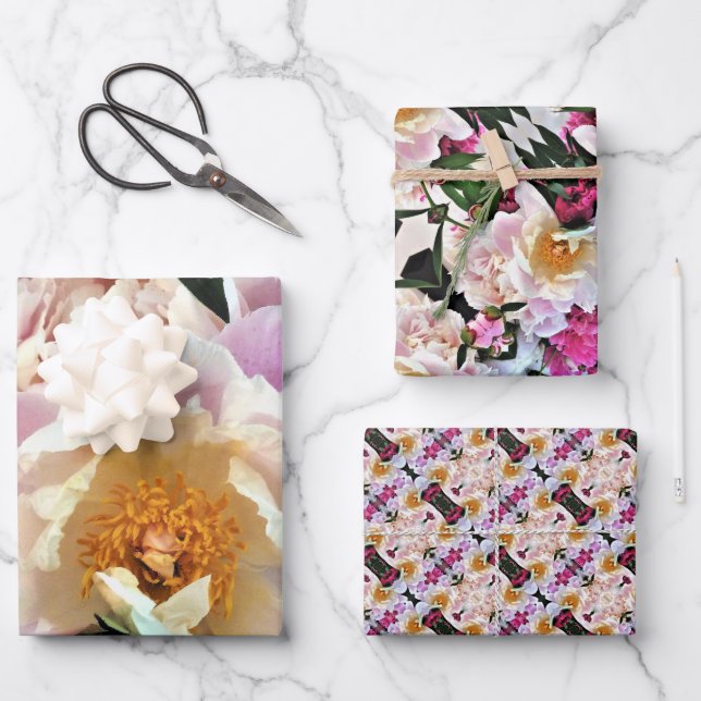 Papel Envuelto Regalo Peonies. (Anverso)