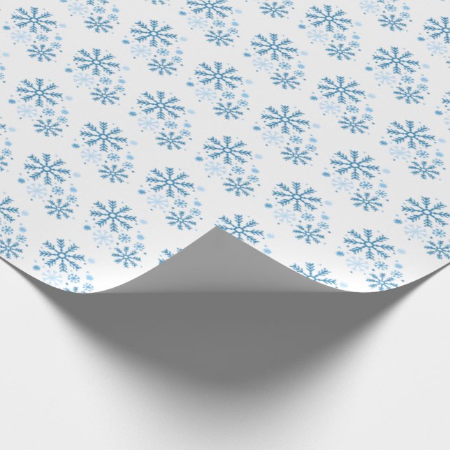 Papel esparcido de copos de nieve azul con arándan (Esquina)