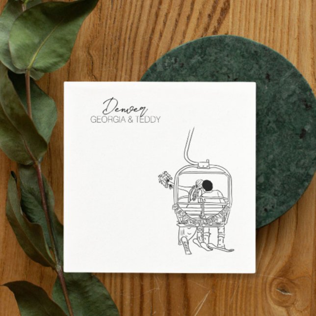 Papel Esquiando la servilleta de cocteles de la Boda de  (Subido por el creador)