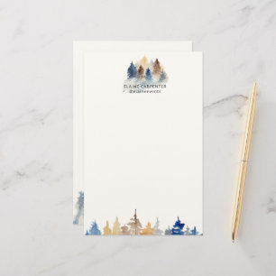 Papel estacional de monograma de árboles ecológico